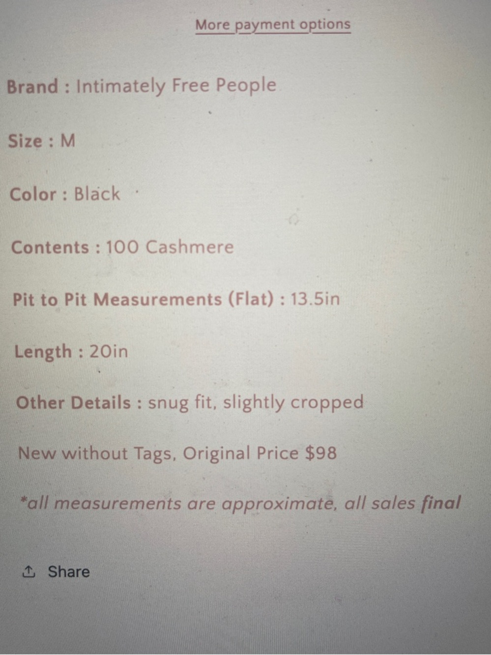 Free People Intimately Cashmere Top - Picture 4 of 4